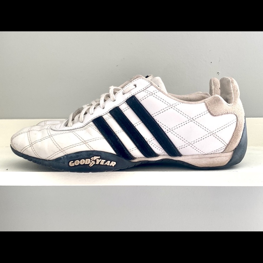 Adidas Racing Team Goodyear Soles White Leather Driving Shoes Size 8